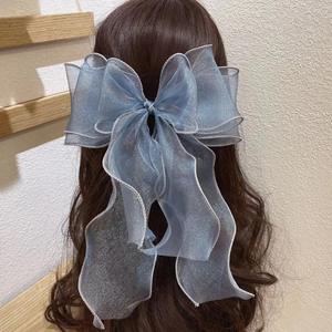 Pince à cheveux coréenne en tissu maillé avec nœud, douce pince à ruban printanière pour femmes, accessoires capillaires - Product Image 2