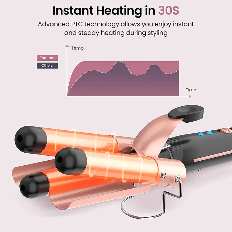 Professional Salon Hairdressing Tools PTC Heating Multifunction Hair Curler Wand Sets with 3 Barrel Curling Iron for Long Hair