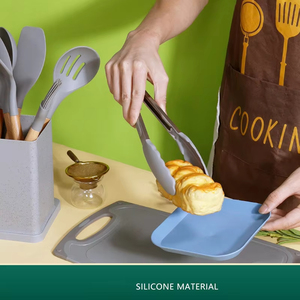 Ensemble d'ustensiles de cuisine 19 pièces de haute qualité en gros, antiadhésif, avec manche en bois, casserole en silicone et couteau multifonction intégré - Product Image 2