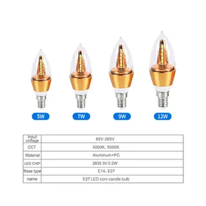Small Screw Bulbbest Selling Energy Saving Indoor 5W 7W 9W 12W LED Candle Light Bulb