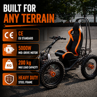 Scooter tout-terrain à quatre roues de 5000 W, pneus de 20 pouces, double moteur, batterie au lithium, capacité de charge de 200 kg, autonomie de 80 km