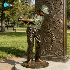 Estátuas Artísticas de Golfistas em Bronze com Padrão Decorativo, Tamanho Personalizado para Jardim Externo, Praça e Paisagismo Urbano - Product Image 5