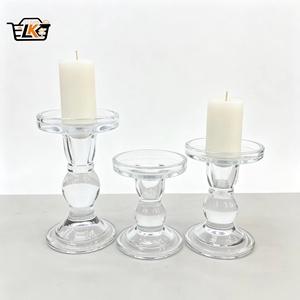 Porte-bougie vintage en verre transparent, base ronde, pour bougies pilier et chauffe-plat, ornement <span class=keywords><strong>de</strong></span> table <span class=keywords><strong>de</strong></span> salon - Product Image 1