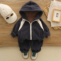 Ensemble de vêtements d'hiver pour enfants, sweat à capuche avec fermeture éclair, pantalon, deux pièces, ensemble de vêtements de sport pour garçons en bas âge, vêtements de mode pour enfants d'automne