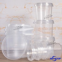Seau jetable 300ml 500ml 750ml 1L 2L 3L 4L 5L Boîte d'emballage en plastique transparent carrée et seau avec poignée et couvercle pour aliments