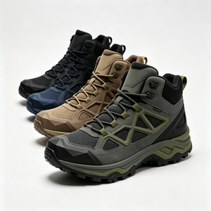 Bottes de randonnée mi-montantes personnalisées ODM/OEM pour l'extérieur, avec cadre triangulaire creux, maille respirante, embout anti-collision et semelle robuste antidérapante - Product Image 2
