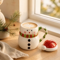 Ensemble de tasses à thème de Noël en céramique, Père Noël, Bonhomme de neige, Arbre, Ours, Renne, avec couvercles en relief 3D, collection de cadeaux chaleureux