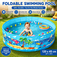 Kinder-Faltbarer PVC-Pool mit Rahmen, Umweltfreundlich, Langlebig, 1 Jahr Garantie, Tragbar für Haustier-Baden und Schwimmen