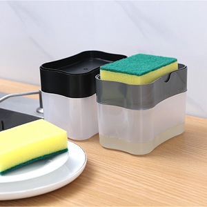 Support pour éponge de cuisine avec distributeur de savon gris, boîte de rangement murale pour vaisselle - Product Image 2