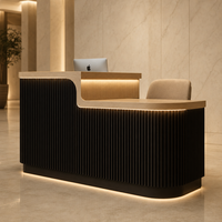 Comptoir en MDF incurvé de luxe moderne personnalisé avec éclairage LED haut de gamme pour restaurant, bar, boutique, salon, clinique, bureau, réception