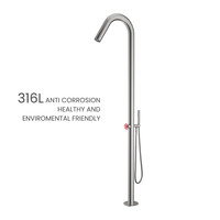 Colonne de douche extérieure en acier inoxydable 316L pour piscine, à poser au sol