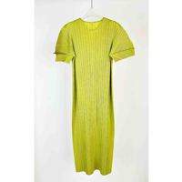 Robe longue plissée Miyake 2025, nouvelle collection haut de gamme, couleur unie, col rond, coupe trapèze, taille haute, plissée, printemps, ample, mode, confortable, décontractée