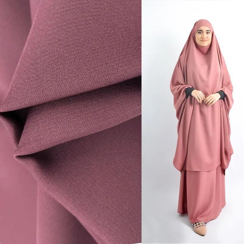 גבוהה באיכות 100% פוליאסטר צמר אפרסק בד עבור Jilbab העבאיה Anarkali קמיז Kameez דובאי קפטן אסלאמי טוניקות