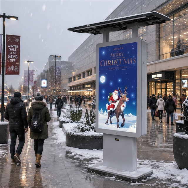 IP65 Waterproof 2000nits High Brightness 32 Inch Outdoor Solar Signage 6mm AR Anti-Glare Sunlight Readable Animation