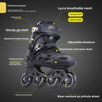 Patins à roulettes professionnels pour adultes, ensemble complet avec chaussures plates, freins pour débutants, roues en PU