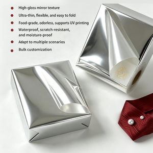 Rouleau de film miroir PET hautement réfléchissant 0,1 mm-0,5 mm, feuille à effet miroir argenté pour emballage de boîtes cadeaux, matériau d'emballage, usine OEM - Product Image 2
