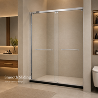 Portes de douche coulissantes en verre trempé à roulettes en acier inoxydable pour salle de bain d'hôtel, avec ou sans cadre, directement de l'usine