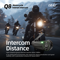 Intercom de casque de moto Q8 Full Duplex pour 8 motards, étanche IP67, en ABS, compatible jusqu'à 120 km/h