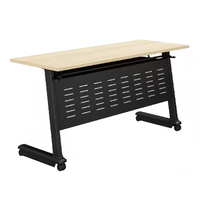 Bureau d'étude pliable moderne et économique avec cadre en métal et plateau en bois pour le bureau et l'université, garantie de 3 ans