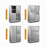 Armoire de rangement verticale en acier inoxydable commercial à 4 portes solides, armoire de cuisine avec étagères réglables pour hôtel, restaurant
