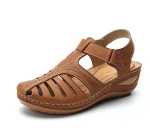 Sandal wedges wanita, 2024 ukuran besar wedges bernapas nyaman musim panas baru