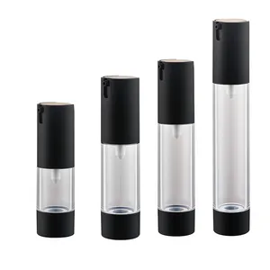 Cosmetic 10 15 20 30 ml airless black cosmetic bottles pump airless lotion bottle