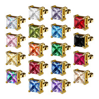 18k chapado en oro 316L de acero inoxidable Corazón Stud Pendientes de las mujeres de moda para las mujeres