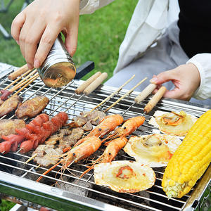 Barbecue portable pliable en acier inoxydable 49x33.5x57cm, grill à kebab d'extérieur avec support de rangement et porte-épices - Product Image 4
