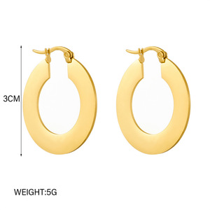 Geometric Hoop Earrings Stainless Steel Round Minimalist Fashion Jewelry - Product Image 4