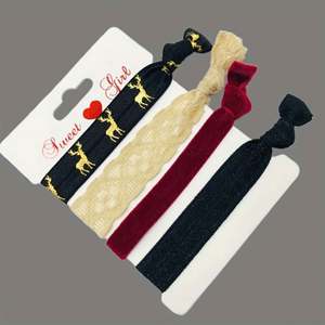 Bracelet de poignet personnalisé avec logo, série Noël, flocon de neige, renne, inscription Joyeux Noël, corde à cheveux nouée, promotionnel - Product Image 3