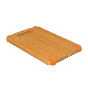 LFGB Mothers day anti-slip kitchen bamboo cutting board with silicon corner