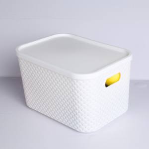 Cestas de almacenamiento de plástico <span class=keywords><strong>con</strong></span> <span class=keywords><strong>tapa</strong></span> Contenedores organizadores apilables para despensa Almacenamiento doméstico versátil para juguetes Ropa y más - Product Image 2