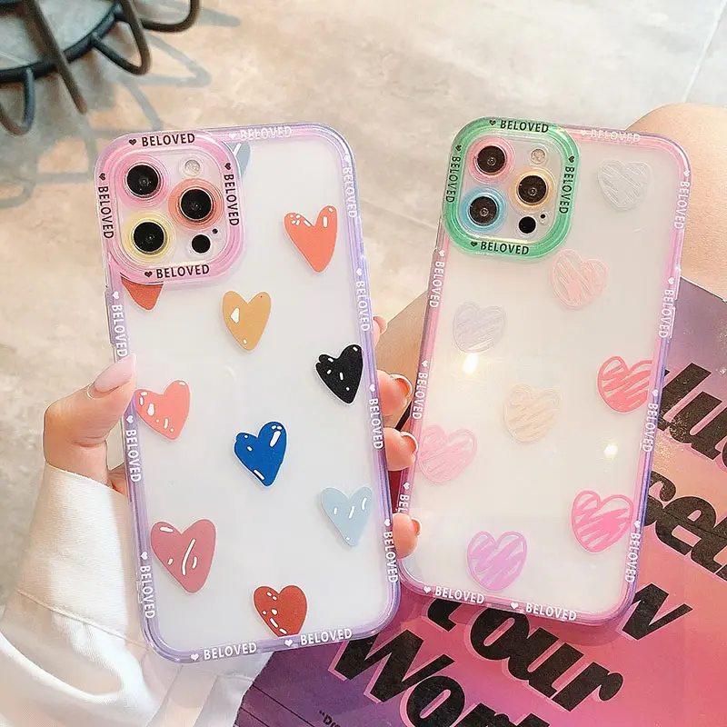 creative printing customized set color phone case TPU Crystal Pure Color Thin Transparent Print For Apple Silicone Case iPhone 1