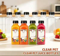 Botellas de Plástico Reutilizables para Jugos con Tapas, Envases Desechables para Bebidas, para Jugos, Smoothies, Leche y Bebidas