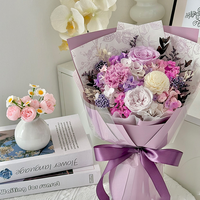 Luxuriöser Konservierter Blumenrahmen Lila Rose-Hortensie Wanddekoration für Romantische Hochzeit Jubiläumsgeschenk Heimdekoration Nach Maß
