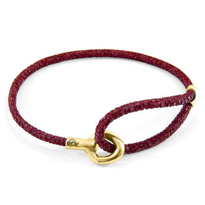 Bordeaux Red Blake 9ct Yellow Gold and Stingray <b>Leather</b> <b>Bracelet</b> - Product Image 4