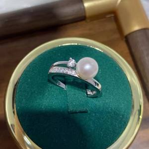 10701 DIY Pearl Accessories S925 <b>Silver</b> Ring Empty Holder Flower Style <b>Silver</b> Jewelry Holder with 7-9mm Round <b>Beads</b> - Product Image 4