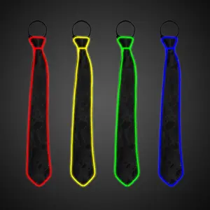 Flashing Light Up Neon Necktie Masquerade Luminous EL Glow Neckties For Party Decoration Rave Men Accessories