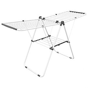 4 Way Metal 18m Collapsible <b>Space</b> <b>Saving</b> Mobile Clothing Drying Rack for Home Use - Product Image 1