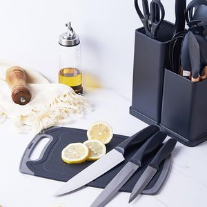 Ensemble d'ustensiles de cuisine en silicone 19 pièces avec manche en bois, outils de cuisson, couteau, planche à découper, seau de rangement, ensemble d'accessoires de cuisine - Product Image 4