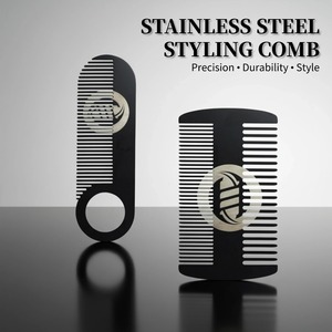 Peigne à barbe pour homme en acier inoxydable, à dents fines, portable, outils de coiffage pour la tête huilée - Product Image 3