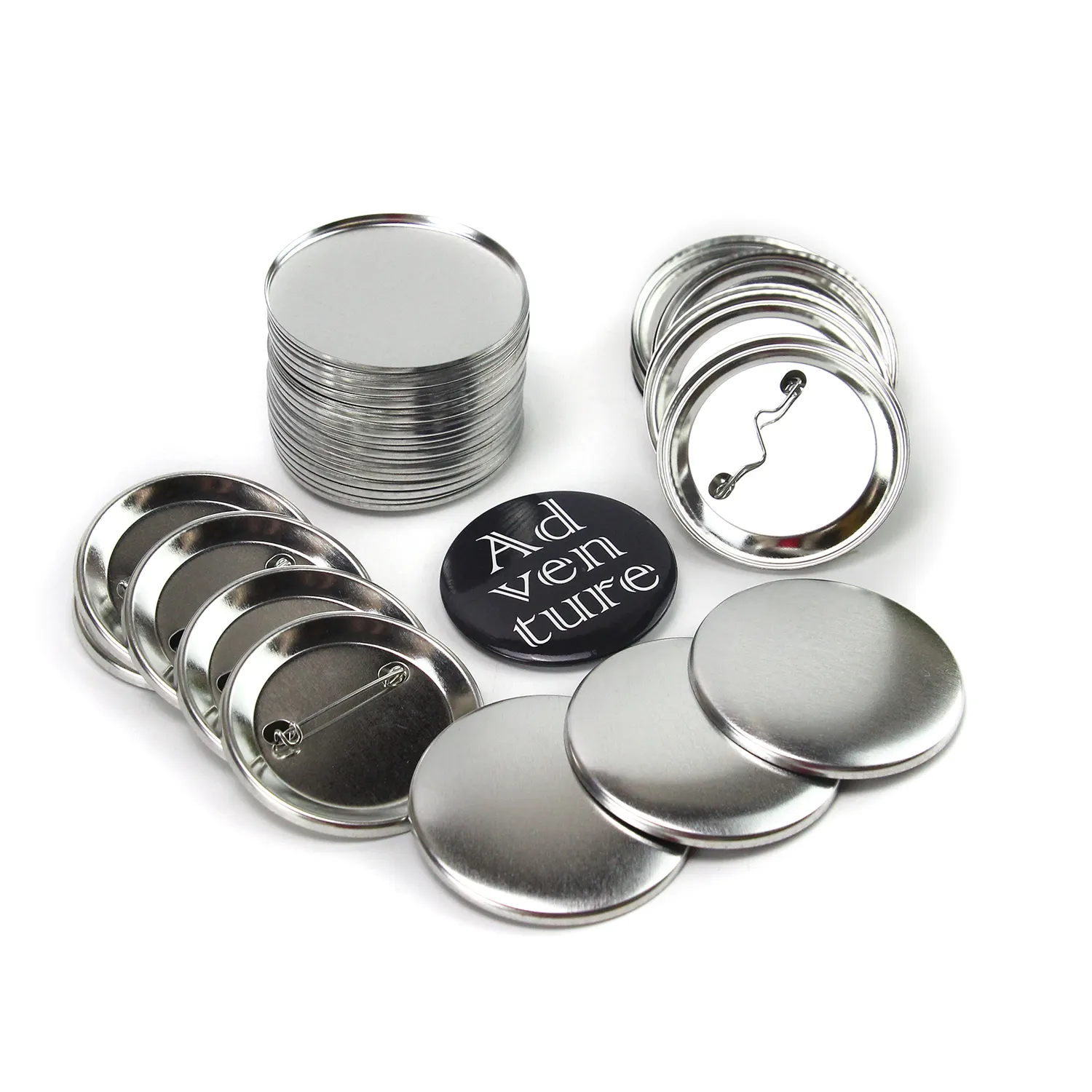 Özel tasarım Logo baskı düğmesi Pin rozeti üreticisi malzeme parçaları özel rozet düğmeleri 37Mm