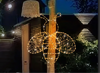 Lampu String Motif Kupu-kupu Tembaga Warna Champagne, Capung, Bunga, Lebah untuk Dekorasi Perayaan Luar Ruangan/Dalam Ruangan