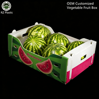 Boîte en carton ondulé PP haut de gamme pour emballage cadeau de fruits, melon d'eau, réutilisable, pliable, empilable, fournisseur personnalisé OEM, boîte en carton alvéolé PP