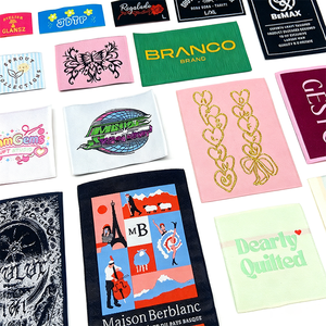 High Density Damask Custom Woven Labels Soft Polyester Sew On Woven <b>Tag</b> For Luxury Clothing Swimwear Fashion Brand Logo - Product Image 1