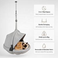 Hamac pour chat USMILEPET à suspendre sur le cadre de porte, avec tissu doux amovible et lavable, espace de repos et de balancement 3 en 1, jusqu'à 8 kg