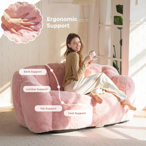 Sofá de Dos Plazas con Forma Floral, Ultra Suave, Mini Sofá, Sillón de Lectura de Piel Sintética para Sala de Estar y Dormitorio - Product Image 6