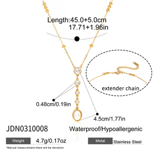 Collana in Acciaio Inossidabile alla Moda in 2 Stili, Placcata in Oro 18K PVD, Delicata Collana con Ciondoli e Strass, Gioielli Raffinati - Product Image 6