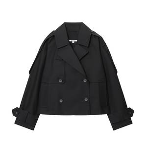 Gabardina corta repelente al agua Popular de serie de moda elegante para <span class=keywords><strong>mujer</strong></span> de estilo europeo americano Ins 2025 botón para - Product Image 3