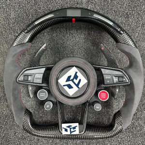 Volante de fibra de carbono con pantalla LED para carreras, apto para Audi A3 <span class=keywords><strong>2018</strong></span> 2019 A4 A5 A6 A7 A8 S3 S5 S6 S7 RS3 RS4 RS5 RS6 RS7 TT TTRS B9 - Product Image 1
